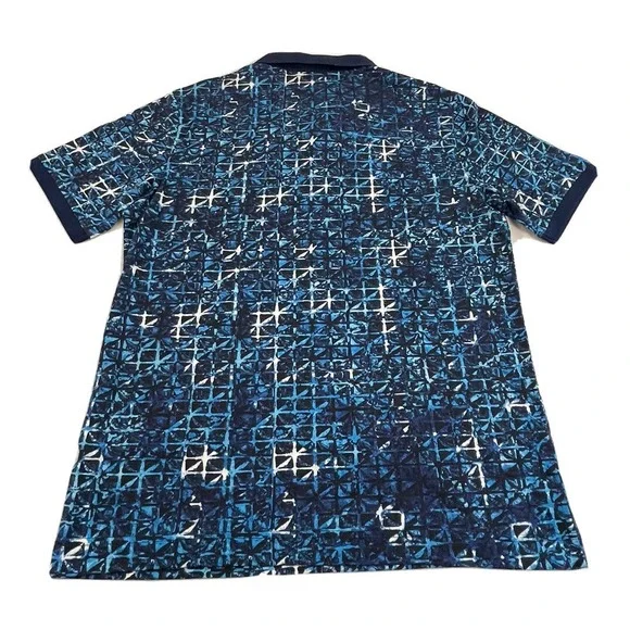 ROBERT GRAHAM Geometric Men's Sz Large Abstract Camouflage Print Blue Polo Shirt